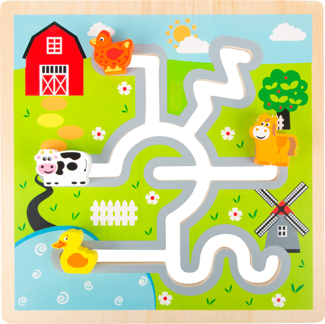 Puzzle A Cubi In Legno Goki - Fattoria Con 12 Cubi E Scatola In Legno - Gioco Educativo Per Bambini 3+