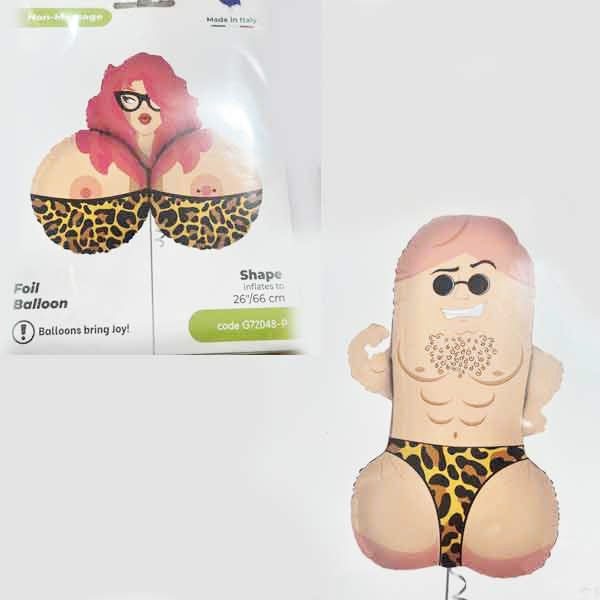 Palloncino Super Shape Celibato Nubilato Compleanno Scherzo Tette Pene 1pz