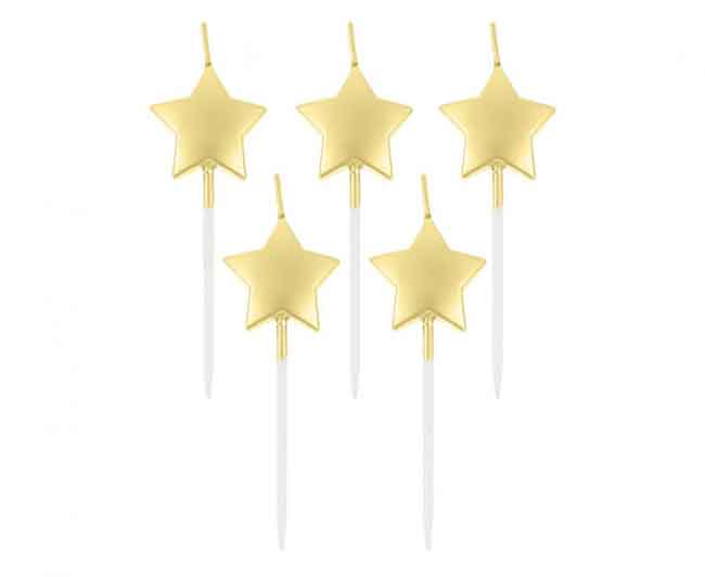 Candeline Picks Stelle Oro Argento 5pz