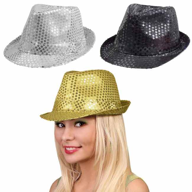 Cappello Party con Paillettes Oro Nero Argento